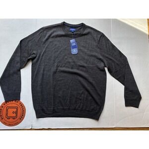 Club Room Merino Wool Blend Gray Crew Neck Sweater Nwt Mens XL‎